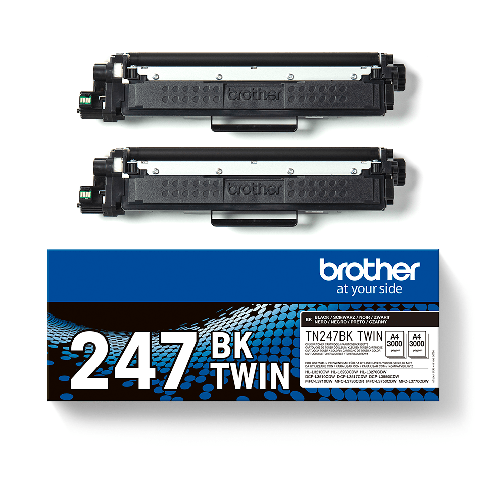 Brother TN-247BKTWIN to dwupak oryginalnych, czarnych tonerów o wysokiej wydajności. 2